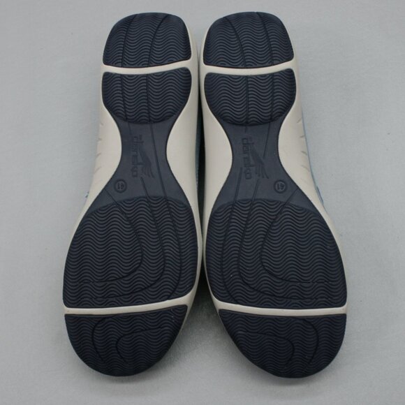 Dansko 41 Ladies 10.5-11 Hilda Denim Blue Mary Jane Hook Loop Strap Wedge Shoes - Picture 9 of 12